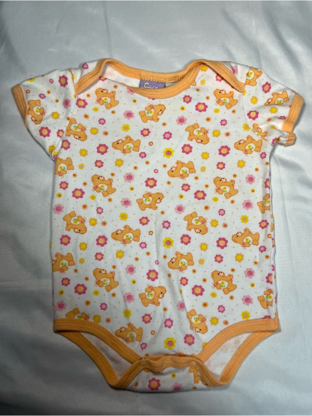 Vintage‎ 2006 Care Bears Friend Bear Bodysuit 6-9M Orange Floral Rare